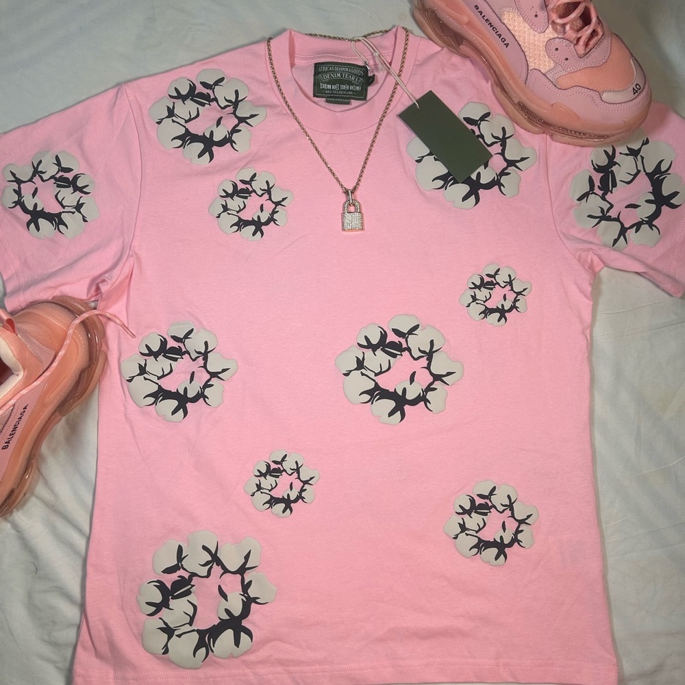 Pink T-Shirt with Floral Design